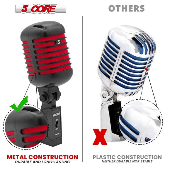 5Core Vintage Microphone Classic Dynamic Professional XLR Studio Retro Style Mic - Picture 3 of 10